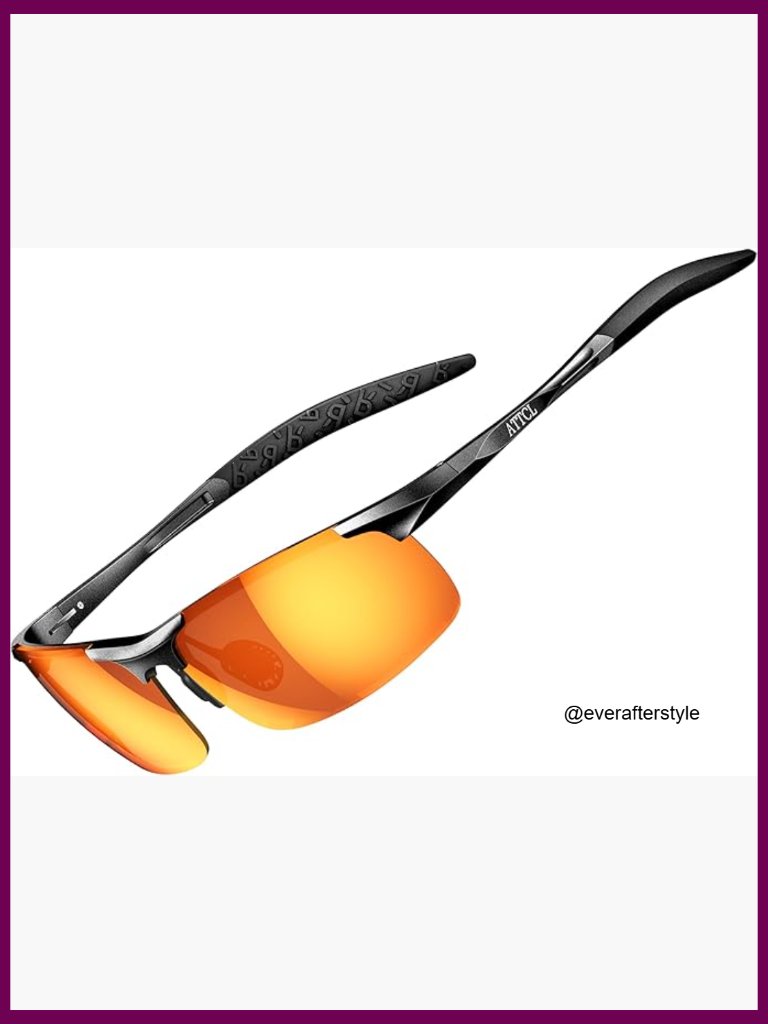 Polarized Sunglasses Men Sports Uv Protection Anti Glare Wrap Around Metal